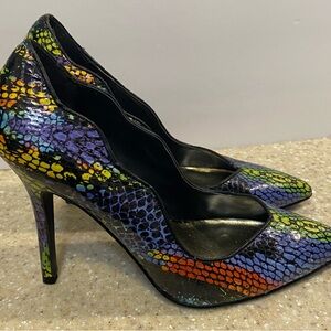 LFL by Lust for Life Multicolor Snake-Print Pointed Toe Stilettos